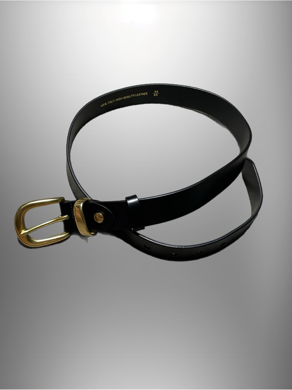 Like New! Vintage Genuine Italian Leather Black Belt With Solid Brass Buckle